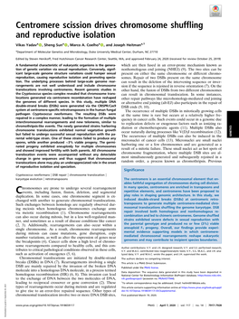 Centromere Scission Drives Chromosome Shuffling and Reproductive Isolation