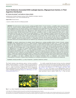 Insect Herbivores Associated with Ludwigia Species, Oligospermum Section, in Their Argentine Distribution M