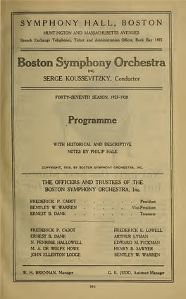 Boston Symphony Orchestra Concert Programs, Season 47,1927-1928