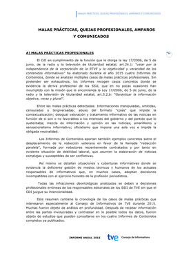 Malas Prácticas, Quejas Profesionales, Amparos Y Comunicados