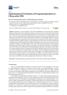 Spatiotemporal Evolution of Evapotranspiration in China After 1998