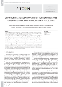 Opportunities for Development of Tourism and Small Enterprises in Dojran Municipality in Macedonia