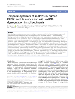 Temporal Dynamics of Mirnas in Human DLPFC and Its Association