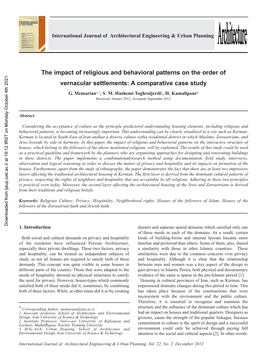 The Impact of Religious and Behavioral Patterns on the Order of Vernacular Settlements: a Comparative Case Study