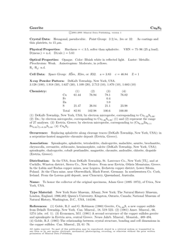 Geerite Cu8s5 C 2001-2005 Mineral Data Publishing, Version 1