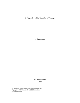 A Report on the Creoles of Amapá