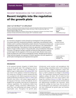 Recent Insights Into the Regulation of the Growth Plate