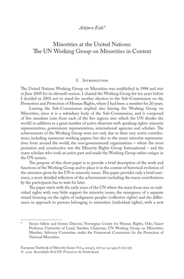 Minorities at the United Nations: the UN Working Group on Minorities in Context