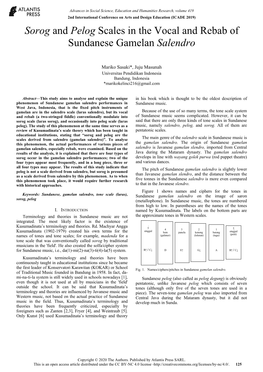 Sorog and Pelog Scales in the Vocal and Rebab of Sundanese Gamelan Salendro