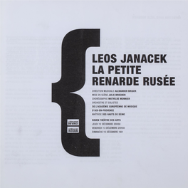 Leos Janacek La Petite Renarde Rusée