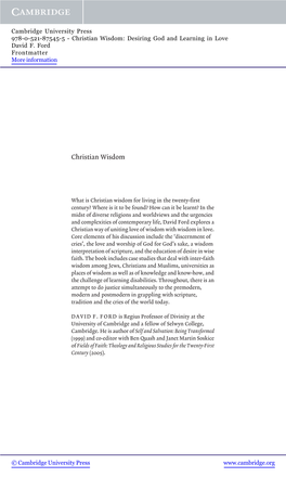 In Christian Wisdom: Desiring God