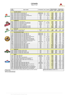 CENNÍK Platný Od 1.1.2019