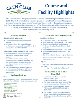 2018 Course and Facility Highlights