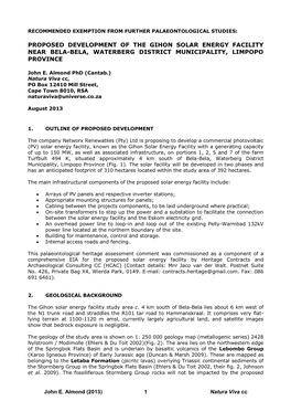 Proposed Development of the Gihon Solar Energy Facility Near Bela-Bela, Waterberg District Municipality, Limpopo Province