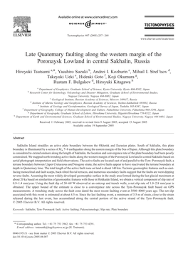 Tsutsumi H. Et Al. (2005) Late Quaternary Faulting Along the Western Margin of the Poronaysk Lowland in Central Sakhalin, Russia