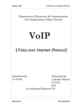 Voip (Voice Over Internet Protocol)