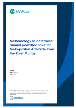 Methodology to Determine Annual Permitted Take for Metropolitan Adelaide from the River Murray