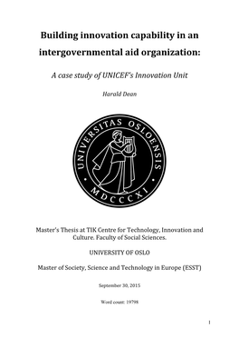 Building Innovation Capability in an Intergovernmental Aid Organization