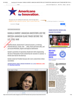 Kamala Harris' Jamaican Ancestors Led the British