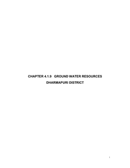 Chapter 4.1.9 Ground Water Resources Dharmapuri District