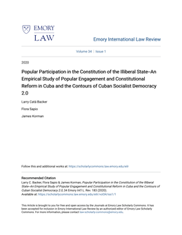 Popular Participation in the Constitution of the Illiberal State--An