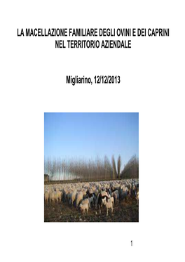 La Macellazione Familiare Degli Ovini E Dei Caprini Nel Territorio Aziendale