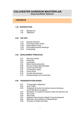 COLCHESTER GARRISON MASTERPLAN Supporting Written Statement