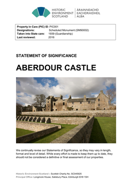 Aberdour Castle Statement of Significance