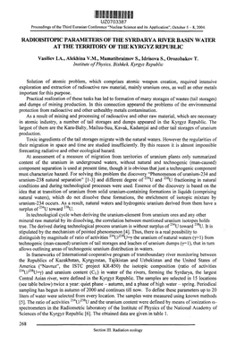 Uz0703387 Radioxsitopic Parameters of the S