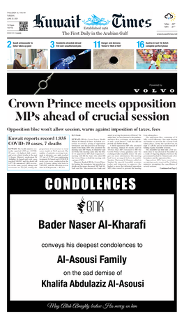 Crown Prince Meets Opposition Mps Ahead of Crucial Session