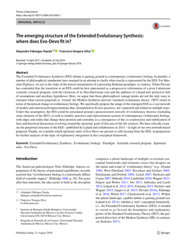 The Emerging Structure of the Extended Evolutionary Synthesis: Where Does Evo‑Devo Ft In?