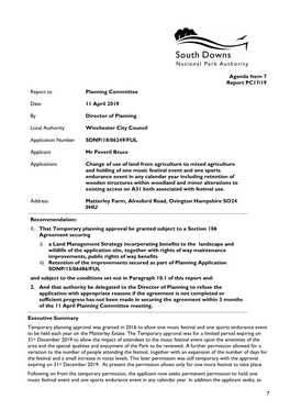 7 Report to Planning Committee Date 11 April 2019 by Director of Planning Local Authority Winchester City Council Application Nu