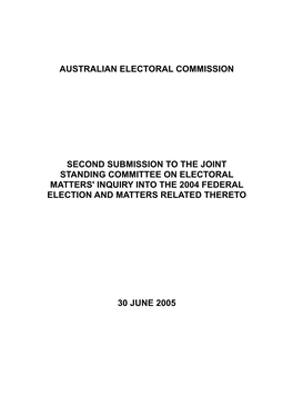 Australian Electoral Commission Second