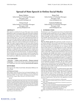 Spread of Hate Speech in Online Social Media