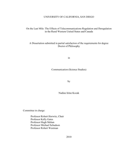 The Effects of Telecommunications Regulation and Deregulation in the Rural Western United States and Canada