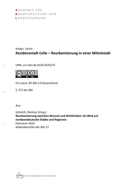 Residenzstadt Celle – Reurbanisierung in Einer Mittelstadt