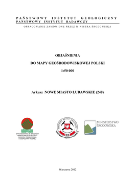 OBJAŚNIENIA DO MAPY GEOŚRODOWISKOWEJ POLSKI 1:50 000 Arkusz NOWE MIASTO LUBAWSKIE (248)