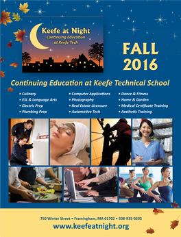 FALL 2016 Continuing Education at Keefe Technical School