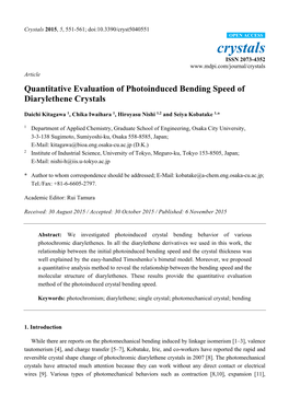 Quantitative Evaluation of Photoinduced Bending Speed of Diarylethene Crystals