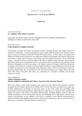 STUDIA OLIUERIANA Quarta Serie Vol. II Anno MMXVI Abstracts