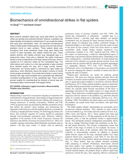 Biomechanics of Omnidirectional Strikes in Flat Spiders Yu Zeng1,2,*,‡ and Sarah Crews3