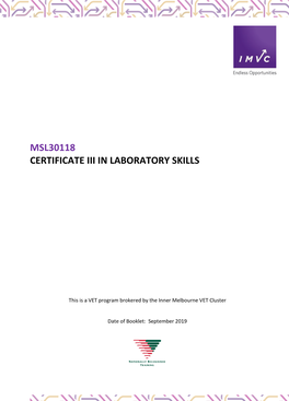 Msl30118 Certificate Iii in Laboratory Skills