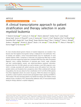 A Clinical Transcriptome Approach to Patient Stratification and Therapy