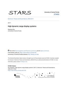 High Dynamic Range Display Systems