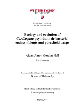 Ecology and Evolution of Cardiaspina Psyllids, Their Bacterial Endosymbionts and Parasitoid Wasps