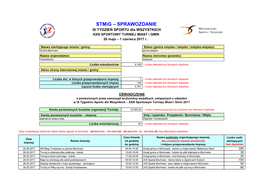 SPRAWOZDANIE IX TYDZIEŃ SPORTU Dla WSZYSTKICH XXIII SPORTOWY TURNIEJ MIAST I GMIN 26 Maja – 1 Czerwca 2017 R