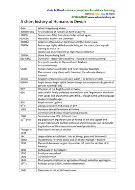 A Short History of Humans in Devon