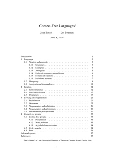 Context-Free Languages∗