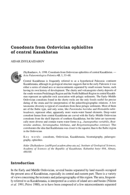 Conodonts from Ordovician Ophiolites of Central Kazakhstan