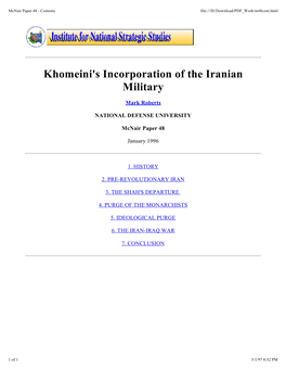 Khomeini's Incorporation of the Iranian Military